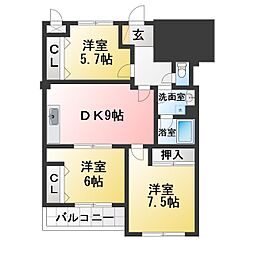 ベルメゾン 3DKの間取図画像