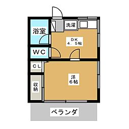 ばらき・ハイツ 1DKの間取図画像