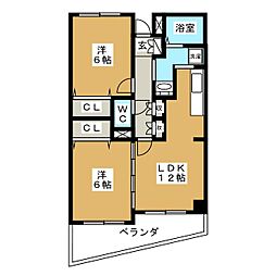 クレスト・コート 2LDKの間取図画像