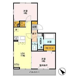 エスポワール 2LDKの間取図画像