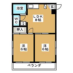 コートビレッヂハラ 2LDKの間取図画像