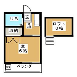 サンベルハイツ 1Kの間取図画像