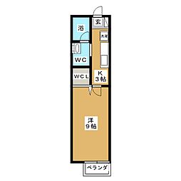 さらさ4 1Kの間取図画像