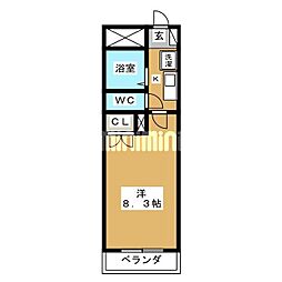 妙典ウッドベル壱番館 1Kの間取図画像