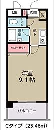 リバレイン 1Kの間取図画像