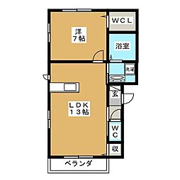 プリマベーラB 1LDKの間取図画像