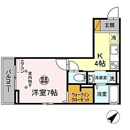 メゾンセレーナ 1Kの間取図画像