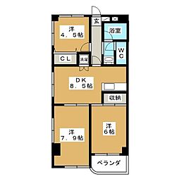 フロントアイランドハイツ 3DKの間取図画像