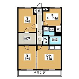 サンライズアサミ 3DKの間取図画像