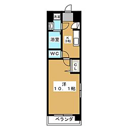 ミッツ・メロディア 6階1Kの間取り