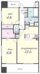 フェリシア 8階1SLDKの間取り