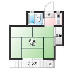 日の出コーポ 1Kの間取図画像