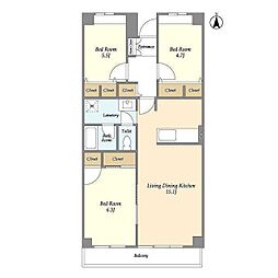 テラスレジデンス船橋夏見 3LDKの間取図画像