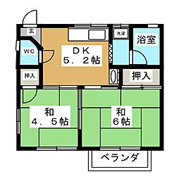アイボリーハイツ 2DKの間取図画像