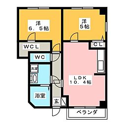 ウィステリア3 2LDKの間取図画像
