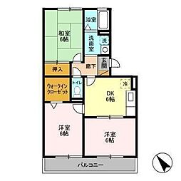 ハイローズ船橋弐番館 3DKの間取図画像