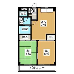 グレース・K 2DKの間取図画像