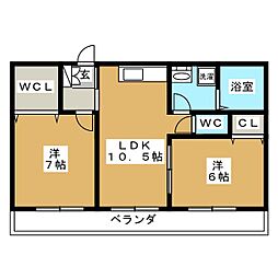 PRIMALMERCURY 2LDKの間取図画像