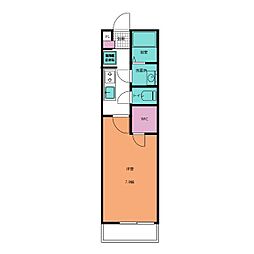 リブリメルシャン夏見 1Kの間取図画像
