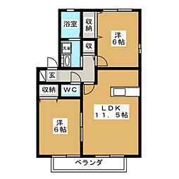 メイプル館 2LDKの間取図画像