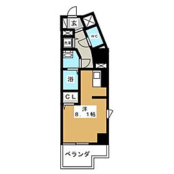 ドゥーエ国府台 2階ワンルームの間取り