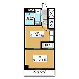 サンパレス市川 1階1DKの間取り