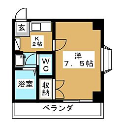 山内ビル 2階1Kの間取り