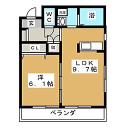 エクシードＫＳ 2階1LDKの間取り