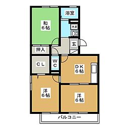 朝倉レグルス 1階3DKの間取り