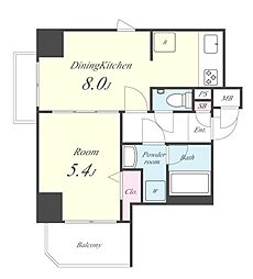 メディオ　リオ　市川 4階1DKの間取り