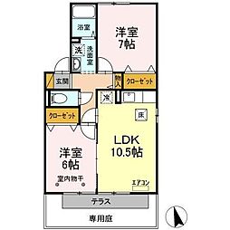 メゾン・ルミエール 2LDKの間取図画像