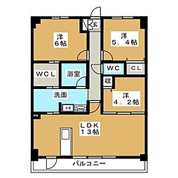 クレール大洲 3LDKの間取図画像