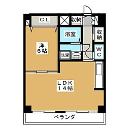 アパートメントウイステリア 1LDKの間取図画像