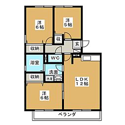 リビングタウン堀之内A 3LDKの間取図画像
