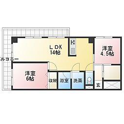 アパートメントウイステリア 2LDKの間取図画像
