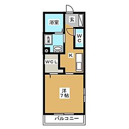 コンフォール 1Kの間取図画像