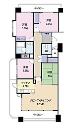 Ｄ’クラディア宮崎コートブルク 4LDKの間取り