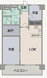 TIPマンション 2LDKの間取図画像