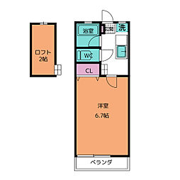 シャルム伊東 1階1Kの間取り