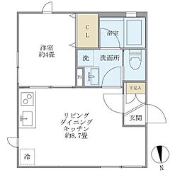 ミューズ新小岩 4階1LDKの間取り