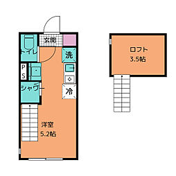 Comfort 天照 2階ワンルームの間取り