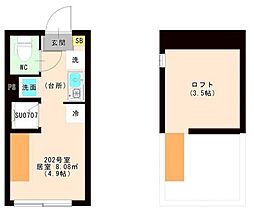 ＪＵＮＥ 2階ワンルームの間取り