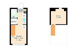 エスペランサ 平井 2階ワンルームの間取り