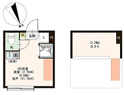 ヴェローナ平井 1階ワンルームの間取り