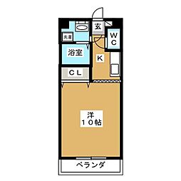 エスポワール奥戸 2階1Kの間取り