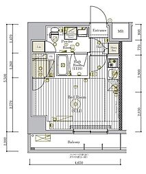 ミライズ新小岩マーロ 4階ワンルームの間取り