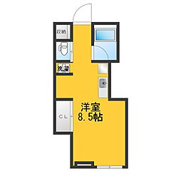 三家第一ビル ワンルームの間取図画像