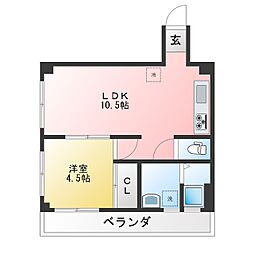 コーポ高津 1LDKの間取図画像