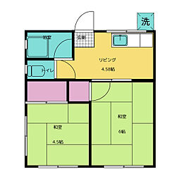 大内荘 2Kの間取図画像