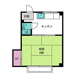 グリーンマンション 1DKの間取図画像